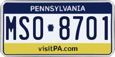 PA license plate MSO8701