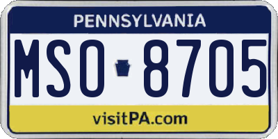 PA license plate MSO8705