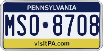 PA license plate MSO8708