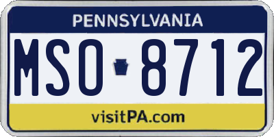 PA license plate MSO8712