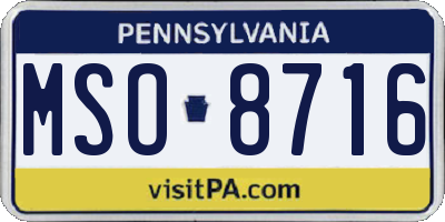 PA license plate MSO8716
