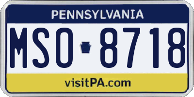 PA license plate MSO8718