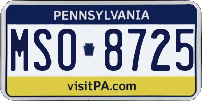 PA license plate MSO8725
