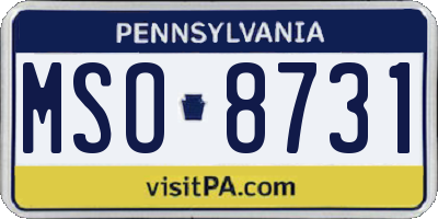 PA license plate MSO8731