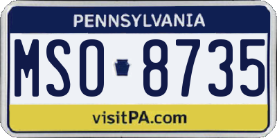 PA license plate MSO8735
