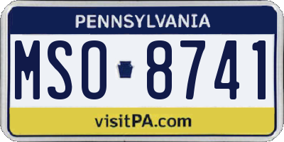 PA license plate MSO8741