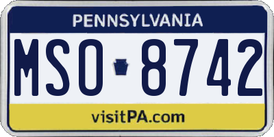 PA license plate MSO8742
