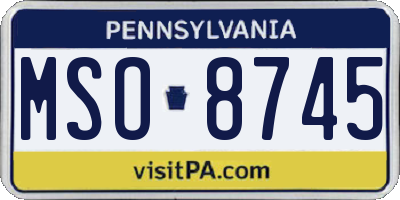 PA license plate MSO8745