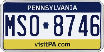 PA license plate MSO8746