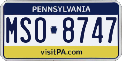 PA license plate MSO8747