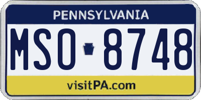PA license plate MSO8748