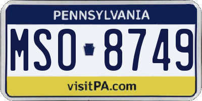 PA license plate MSO8749