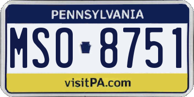 PA license plate MSO8751