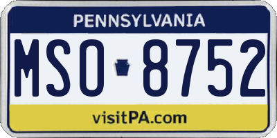 PA license plate MSO8752