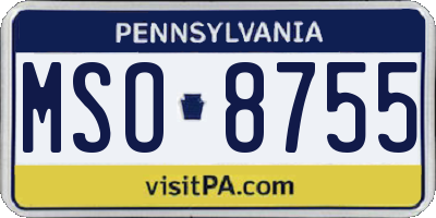 PA license plate MSO8755