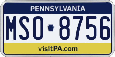 PA license plate MSO8756