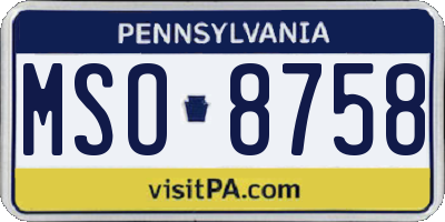 PA license plate MSO8758