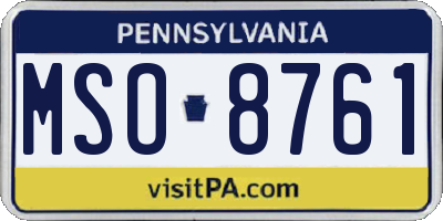 PA license plate MSO8761