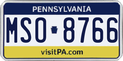 PA license plate MSO8766