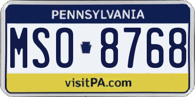 PA license plate MSO8768