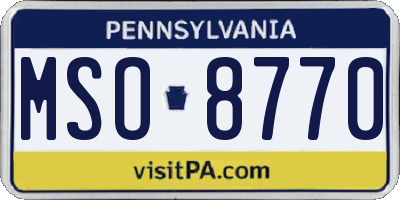 PA license plate MSO8770