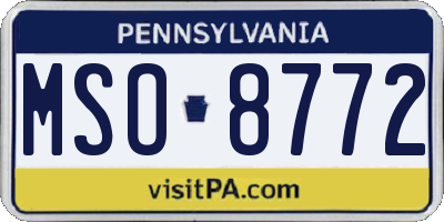 PA license plate MSO8772