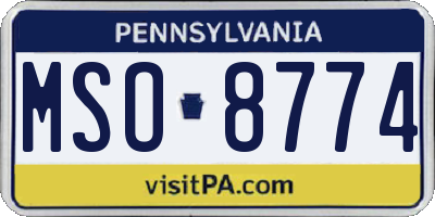 PA license plate MSO8774
