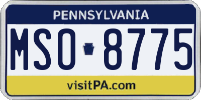 PA license plate MSO8775
