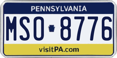 PA license plate MSO8776