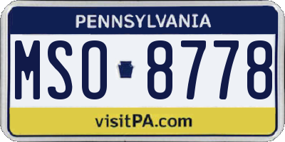 PA license plate MSO8778