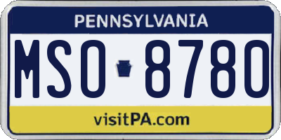 PA license plate MSO8780