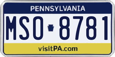 PA license plate MSO8781
