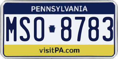 PA license plate MSO8783
