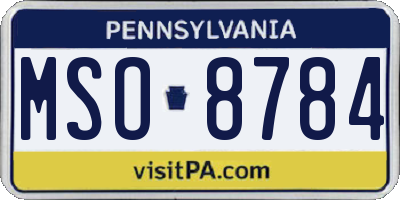 PA license plate MSO8784