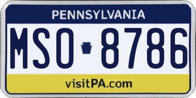 PA license plate MSO8786