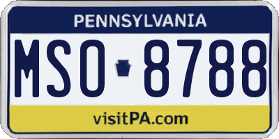 PA license plate MSO8788