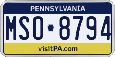 PA license plate MSO8794