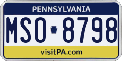 PA license plate MSO8798