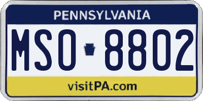 PA license plate MSO8802