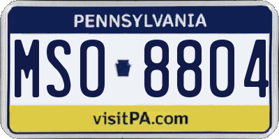 PA license plate MSO8804
