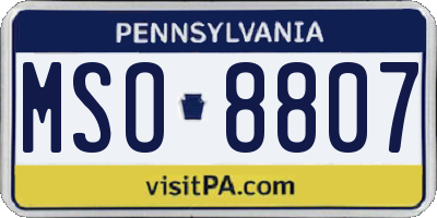 PA license plate MSO8807
