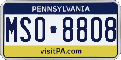 PA license plate MSO8808
