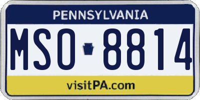 PA license plate MSO8814