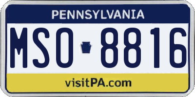 PA license plate MSO8816