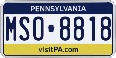 PA license plate MSO8818
