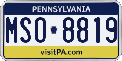 PA license plate MSO8819