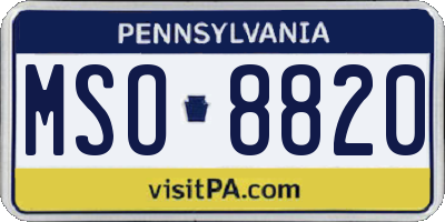 PA license plate MSO8820