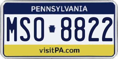PA license plate MSO8822