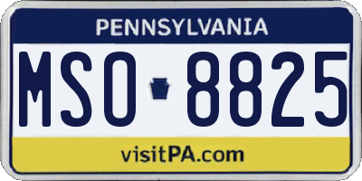 PA license plate MSO8825