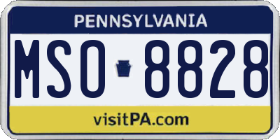 PA license plate MSO8828
